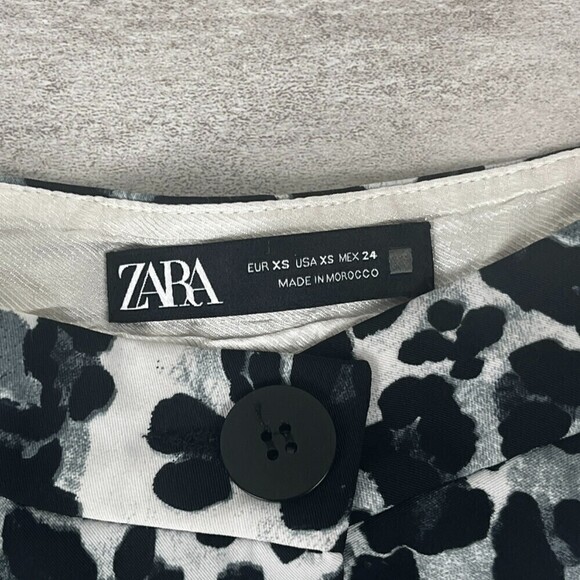 Zara Women Size XS Black Leopard Jupe Hight Waist Animal Print Shorts Flowy Boho - Picture 5 of 6